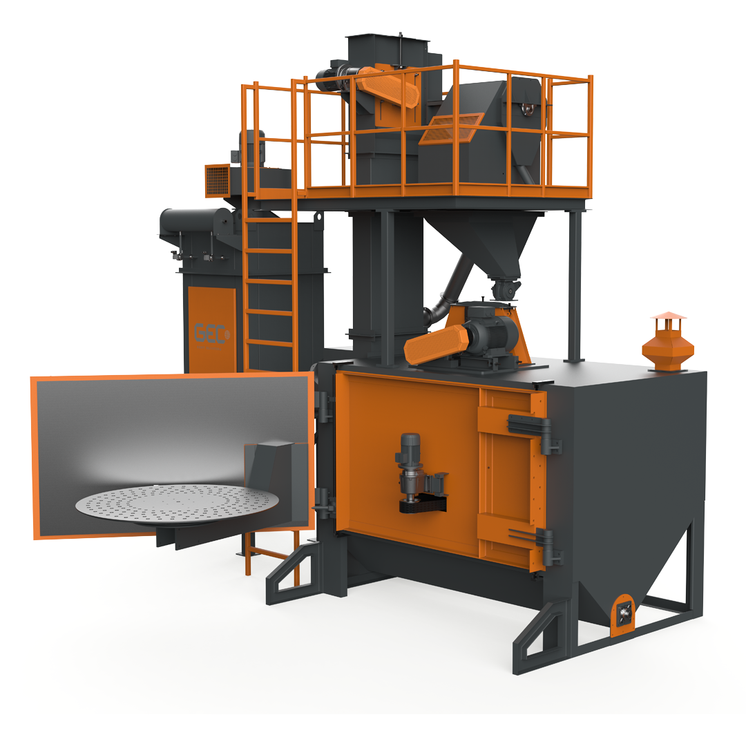 GEC Blasting Swing Table Shot Blasting Machines – 36" to 96" Models